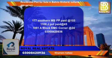 Residential Plot for Sale in Bahria Orchard, Lahore - (BP-94742)