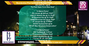 Residential Plot for Sale in Bahria Town, Lahore - (BP-94744)
