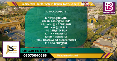 Residential Plot for Sale in Bahria Town, Lahore - (BP-94754)