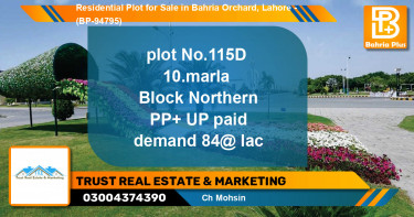 Residential Plot for Sale in Bahria Orchard, Lahore - (BP-94795)