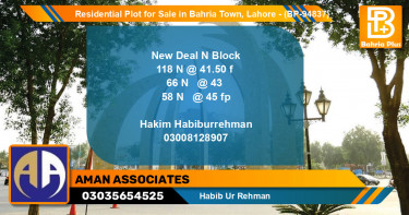 Residential Plot for Sale in Bahria Town, Lahore - (BP-94837)