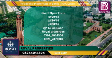Residential Plot for Sale in Bahria Town, Lahore - (BP-94848)