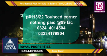 Residential Plot for Sale in Bahria Town, Lahore - (BP-94852)