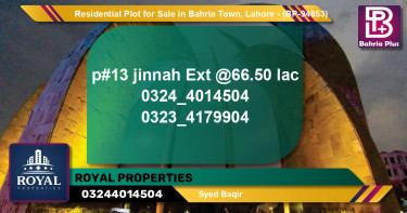 Residential Plot for Sale in Bahria Town, Lahore - (BP-94853)