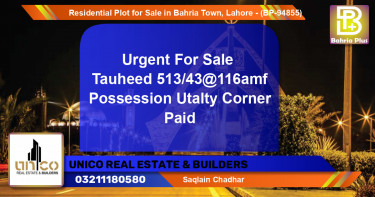 Residential Plot for Sale in Bahria Town, Lahore - (BP-94855)