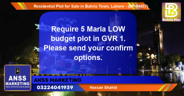 Residential Plot for Sale in Bahria Town, Lahore - (BP-94857)