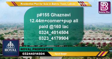 Residential Plot for Sale in Bahria Town, Lahore - (BP-94861)
