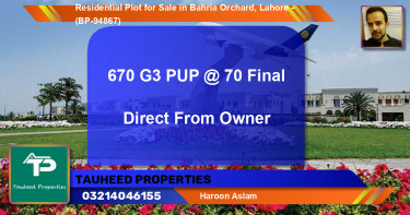 Residential Plot for Sale in Bahria Orchard, Lahore - (BP-94867)