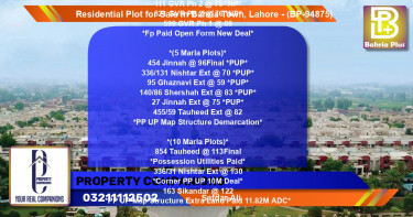 Residential Plot for Sale in Bahria Town, Lahore - (BP-94875)