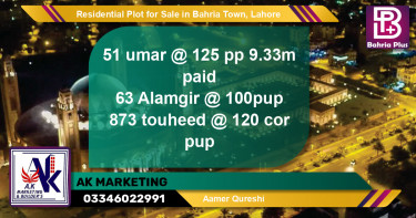 Residential Plot for Sale in Bahria Town, Lahore - (BP-94889)