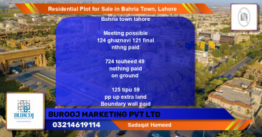 Residential Plot for Sale in Bahria Town, Lahore - (BP-94891)