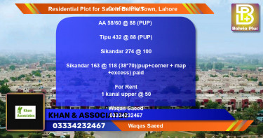 Residential Plot for Sale in Bahria Town, Lahore - (BP-94892)