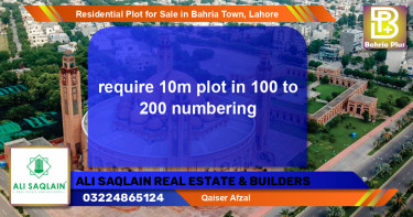 Residential Plot for Sale in Bahria Town, Lahore - (BP-94897)