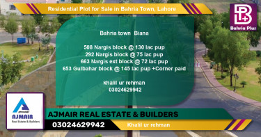 Residential Plot for Sale in Bahria Town, Lahore - (BP-94907)