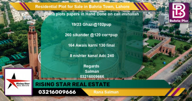 Residential Plot for Sale in Bahria Town, Lahore - (BP-94915)