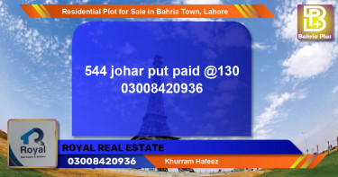Residential Plot for Sale in Bahria Town, Lahore - (BP-94931)