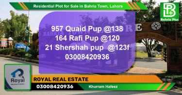 Residential Plot for Sale in Bahria Town, Lahore - (BP-94939)