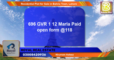 Residential Plot for Sale in Bahria Town, Lahore - (BP-94940)