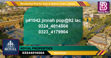 Residential Plot for Sale in Bahria Town, Lahore - (BP-94955)