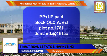 Residential Plot for Sale in Bahria Orchard, Lahore - (BP-94958)