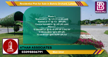 Residential Plot for Sale in Bahria Orchard, Lahore - (BP-94982)