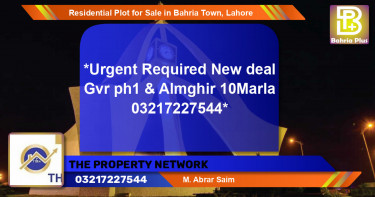 Residential Plot for Sale in Bahria Town, Lahore - (BP-94998)