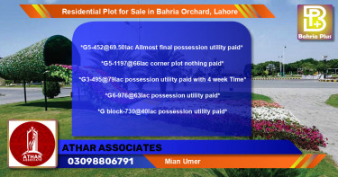 Residential Plot for Sale in Bahria Orchard, Lahore - (BP-95037)