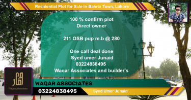 Residential Plot for Sale in Bahria Town, Lahore - (BP-95121)