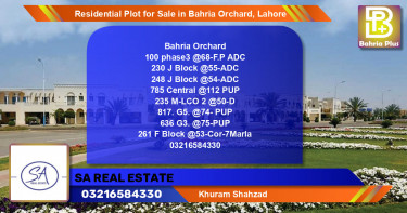 Residential Plot for Sale in Bahria Orchard, Lahore - (BP-95122)