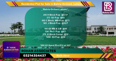 Residential Plot for Sale in Bahria Orchard, Lahore - (BP-95124)
