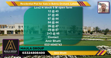 Residential Plot for Sale in Bahria Orchard, Lahore - (BP-95125)