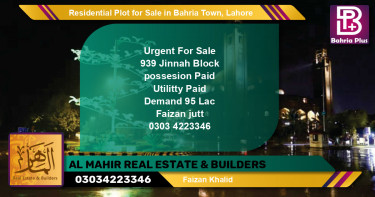 Residential Plot for Sale in Bahria Town, Lahore - (BP-95708)