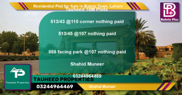 Residential Plot for Sale in Bahria Town, Lahore - (BP-95744)
