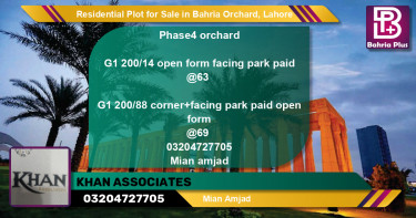 Residential Plot for Sale in Bahria Orchard, Lahore - (BP-95756)
