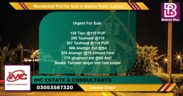 Residential Plot for Sale in Bahria Town, Lahore - (BP-95758)