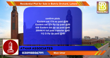 Residential Plot for Sale in Bahria Orchard, Lahore - (BP-95790)