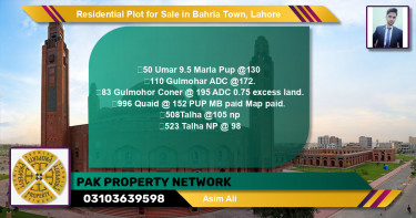 Residential Plot for Sale in Bahria Town, Lahore - (BP-95793)