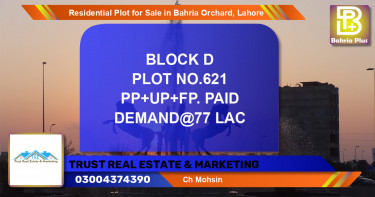 Residential Plot for Sale in Bahria Orchard, Lahore - (BP-95816)
