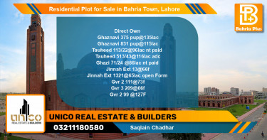 Residential Plot for Sale in Bahria Town, Lahore - (BP-95827)