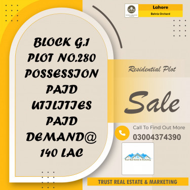 Residential Plot for Sale in Bahria Orchard, Lahore - (BP-95841)