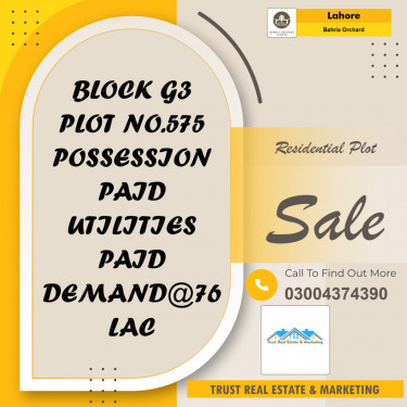 Residential Plot for Sale in Bahria Orchard, Lahore - (BP-95844)