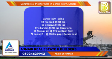 Commercial Plot for Sale in Bahria Town, Lahore - (BP-95847)