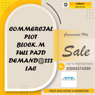 Commercial Plot for Sale in Bahria Orchard, Lahore - (BP-95857)
