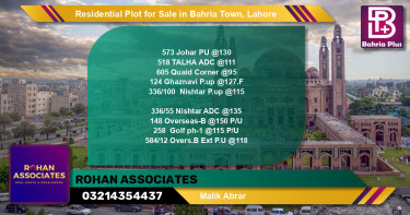 Residential Plot for Sale in Bahria Town, Lahore - (BP-95944)
