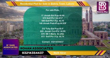Residential Plot for Sale in Bahria Town, Lahore - (BP-95949)
