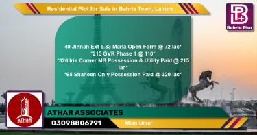 Residential Plot for Sale in Bahria Town, Lahore - (BP-95952)
