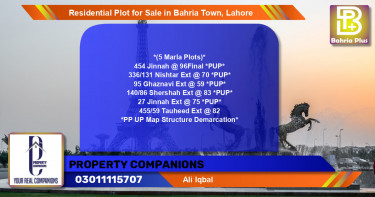 Residential Plot for Sale in Bahria Town, Lahore - (BP-95956)