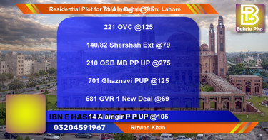 Residential Plot for Sale in Bahria Town, Lahore - (BP-95968)