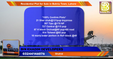 Residential Plot for Sale in Bahria Town, Lahore - (BP-95979)