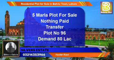 Residential Plot for Sale in Bahria Town, Lahore - (BP-96036)